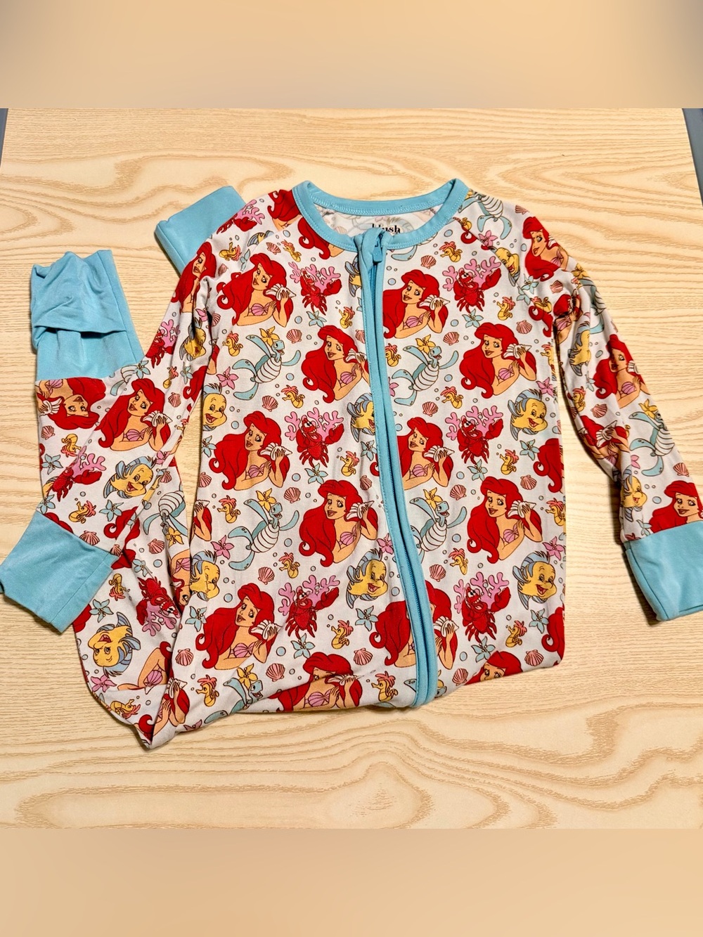 Blush Lotus Ariel Print Light Blue Bamboo Zippy Pajamas Size 18-24 months